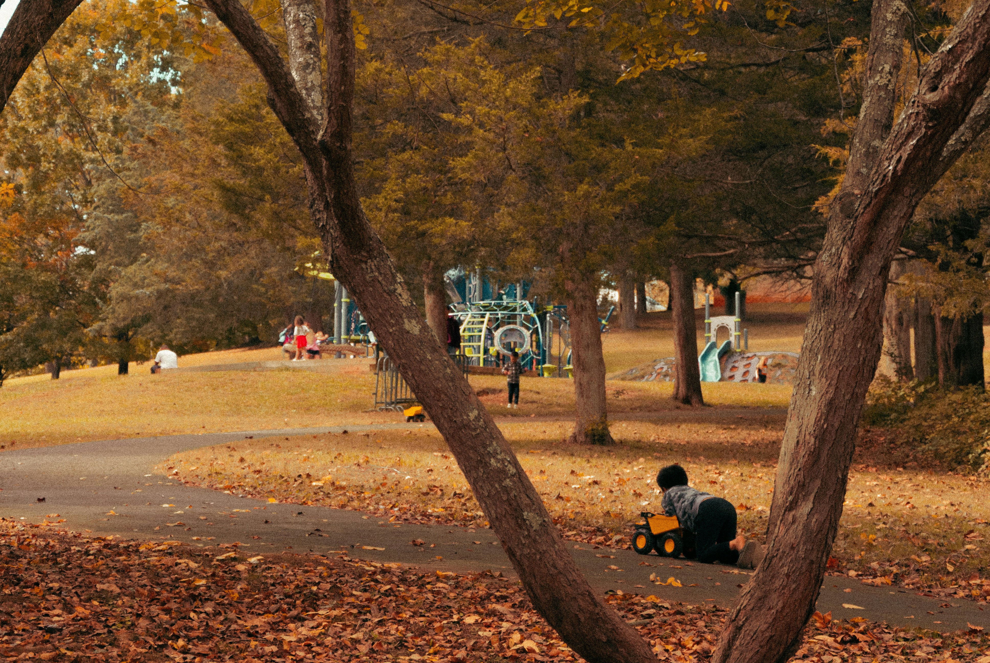 A toddler playing happily in a park in Melbourne