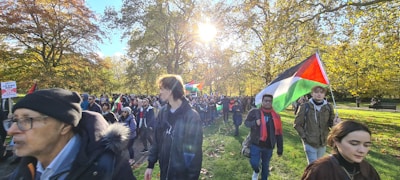 Volunteers planting trees together in a sunny park, symbolizing growth and hope