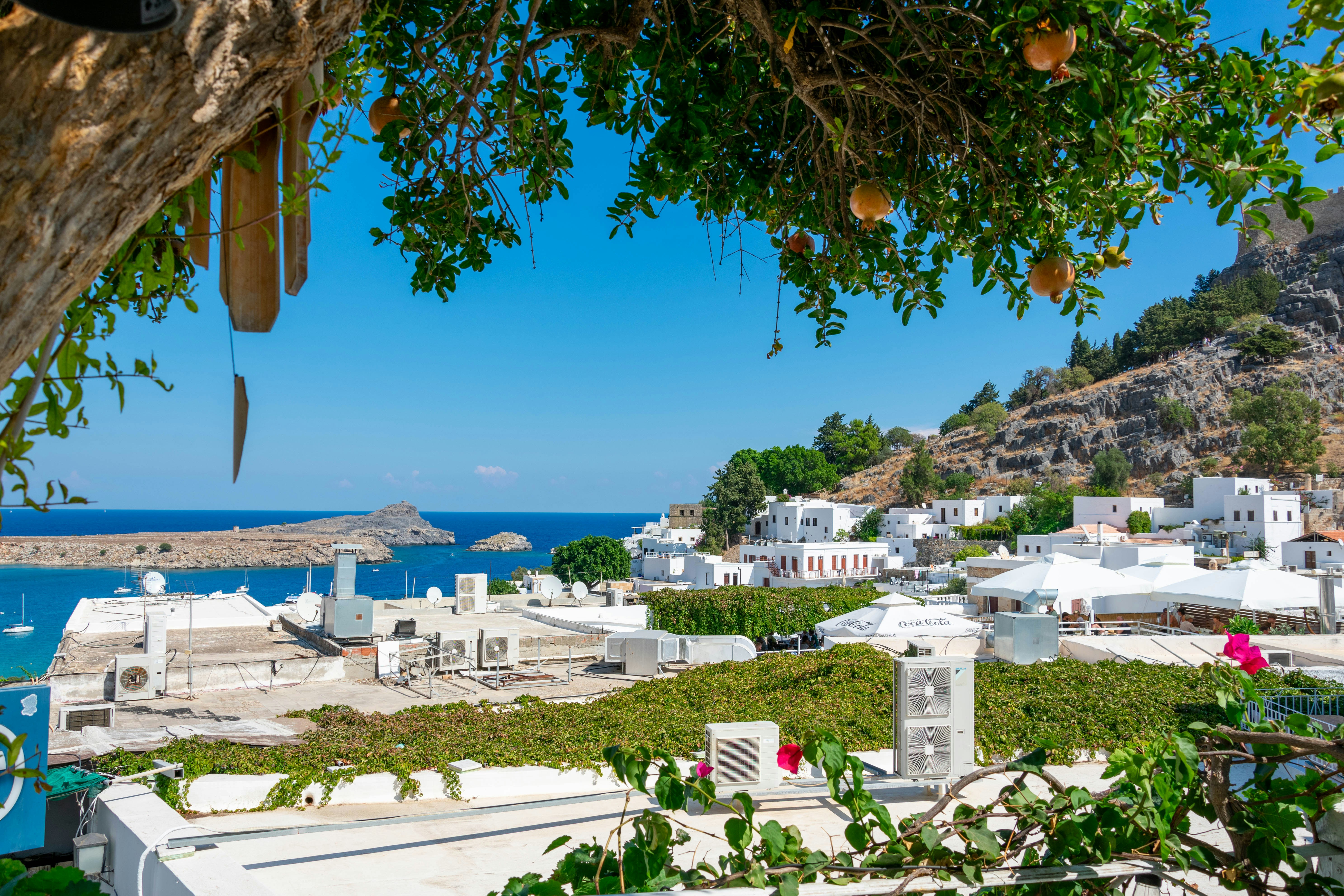 The white buildings of Lindos town on the island of Rhodes