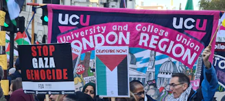 A group of doctoral scientists holding a protest banner with Greek text advocating dignity and quality in work and research.
