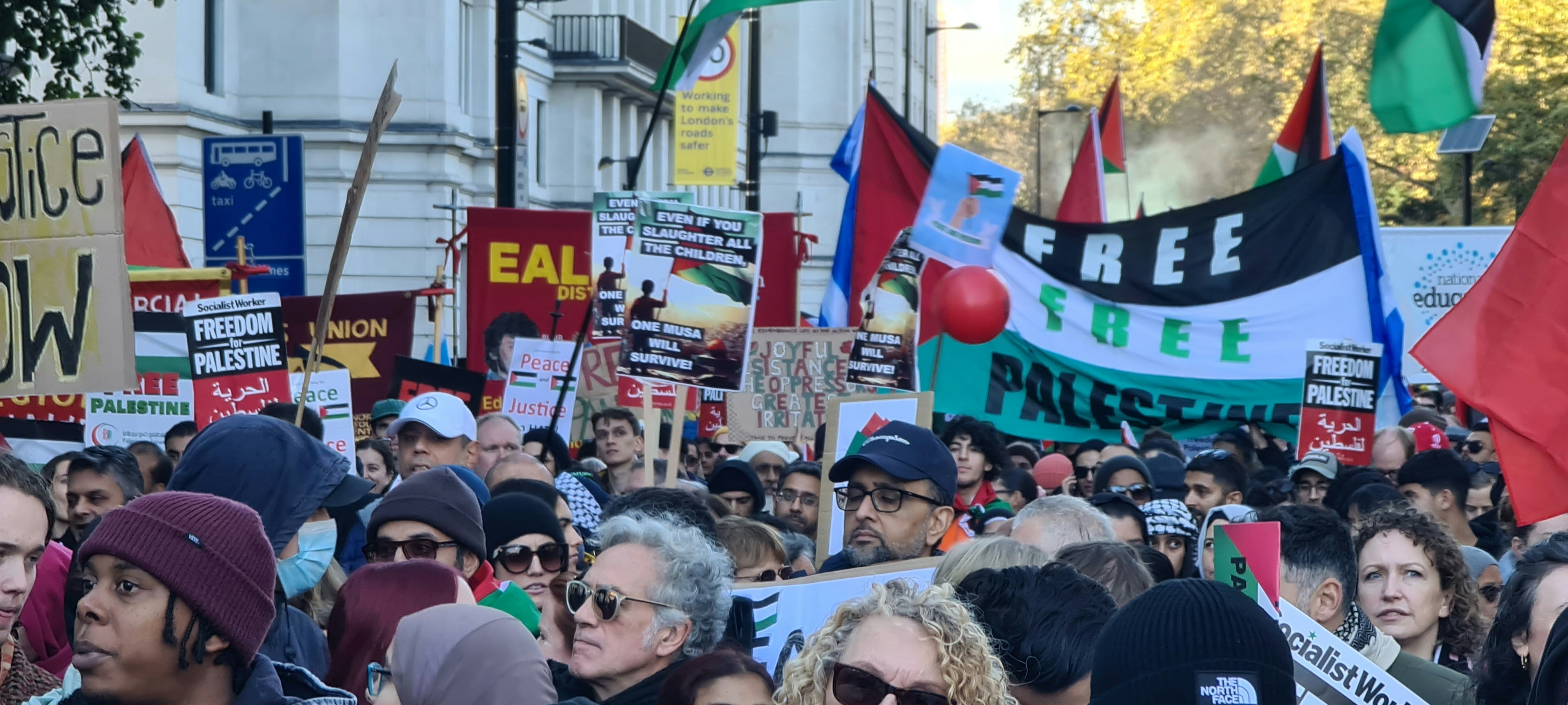 A large group of people holding signs and flags photo – Free Grosvenor ...