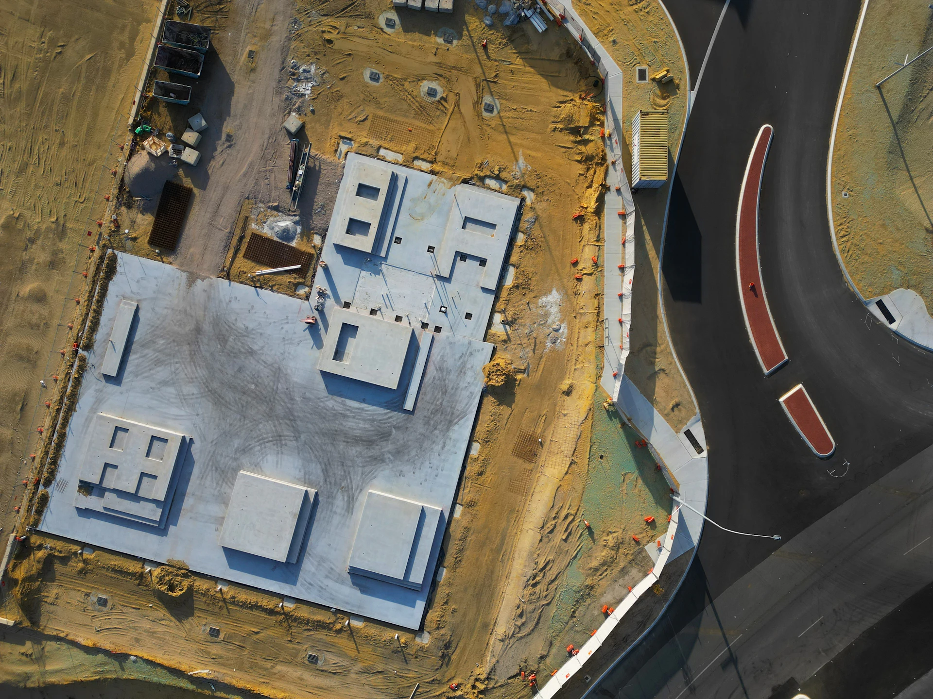 Aerial view of a residential building taking shape on site