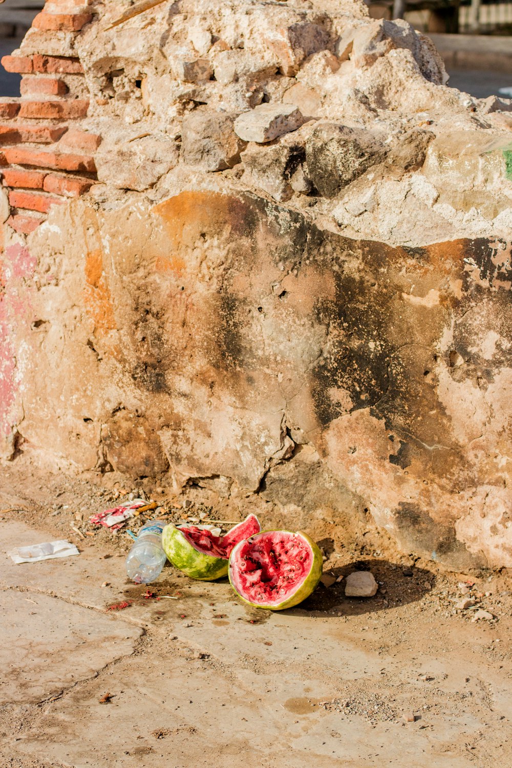 a couple of pieces of fruit on the ground