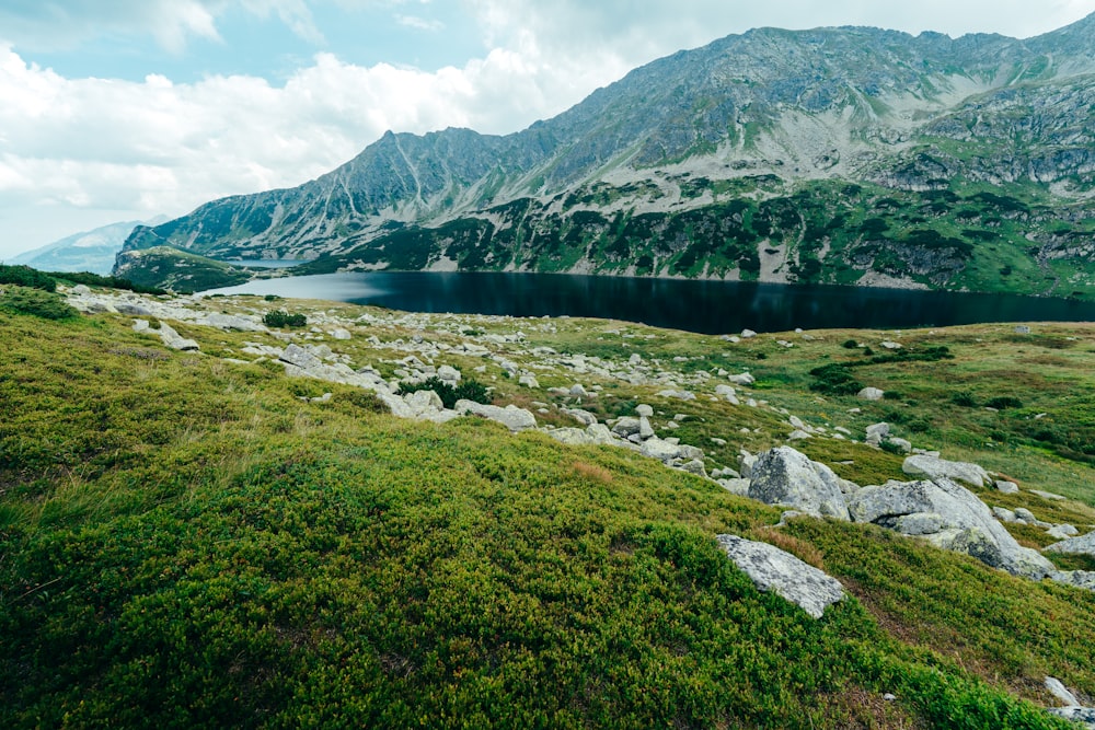 a large body of water surrounded by mountains