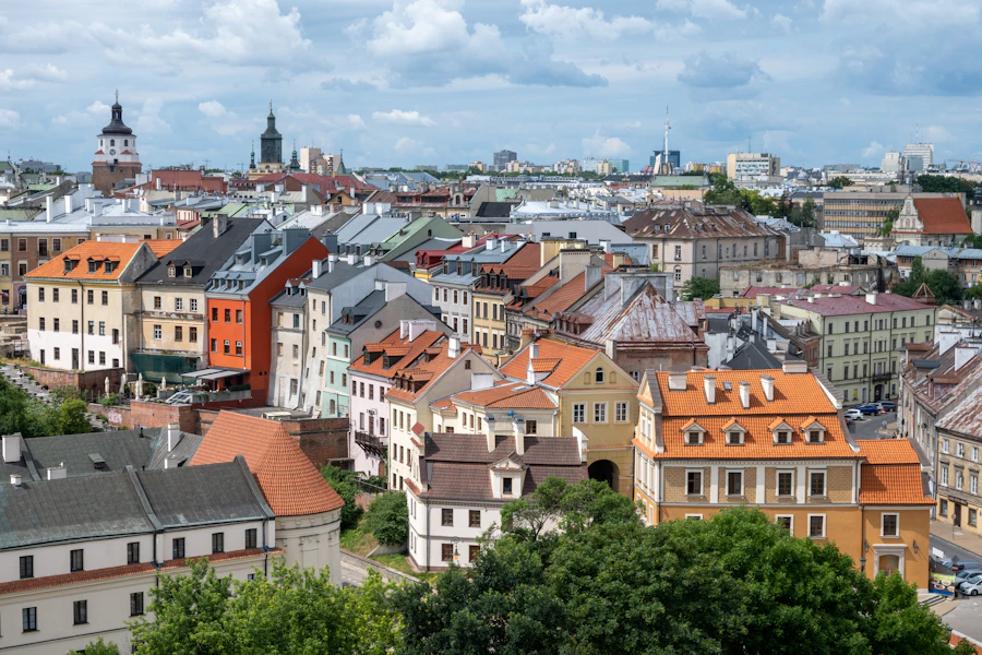 Lublin Old Town rooftops and historic towers
