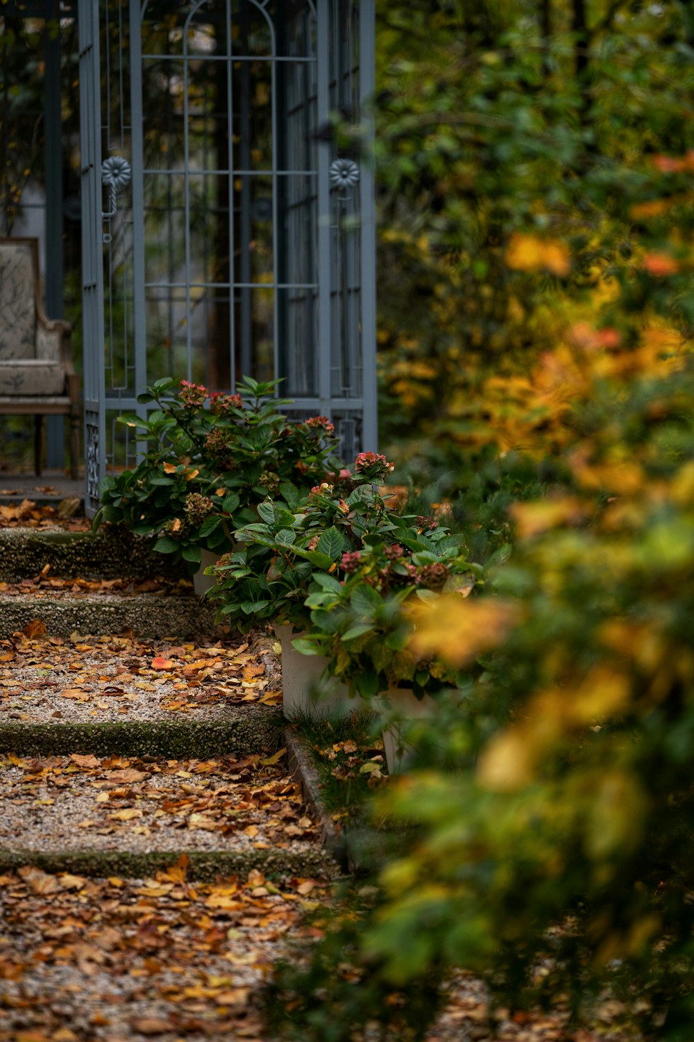 a set of steps leading up to a gazebo