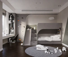 Bright kids’ room with sturdy Casanova bunk beds and playful decor