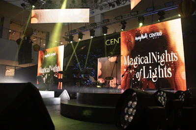 a stage set up for a musical night of lights