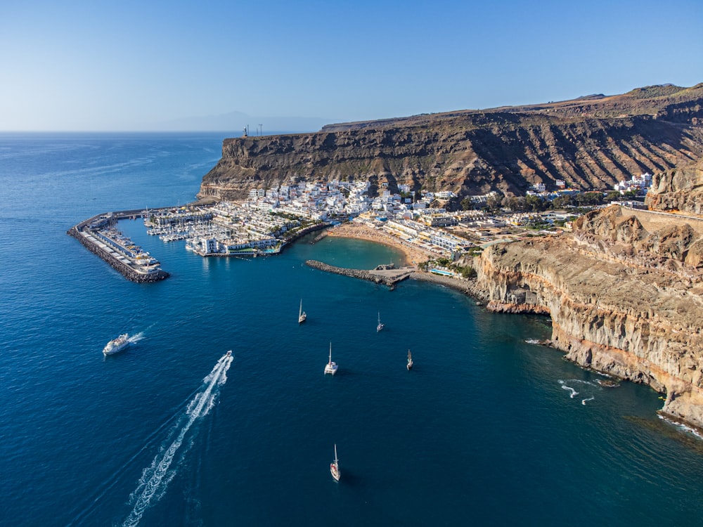 a large body of water with boats in it