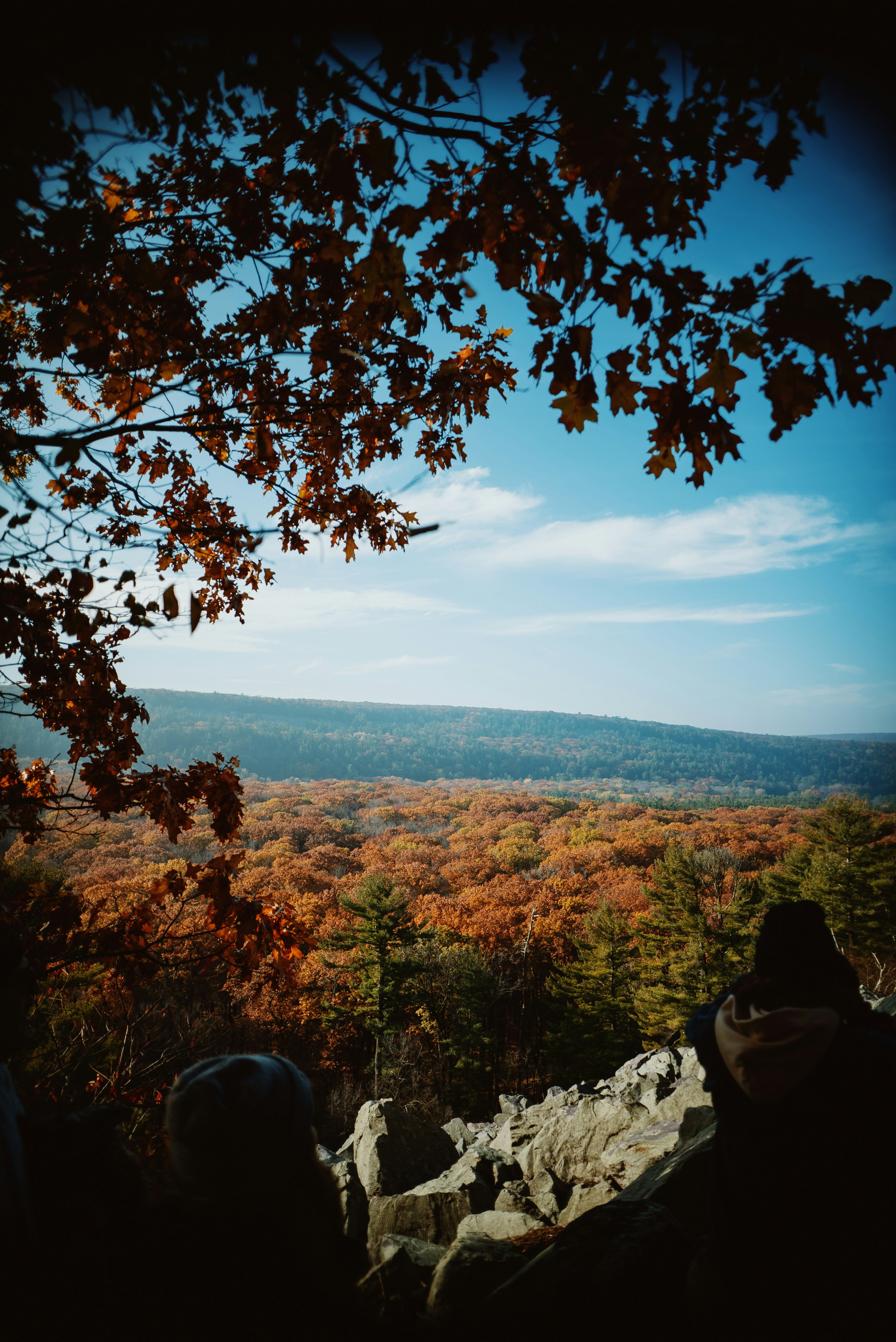 a couple of people sitting on top of a hill