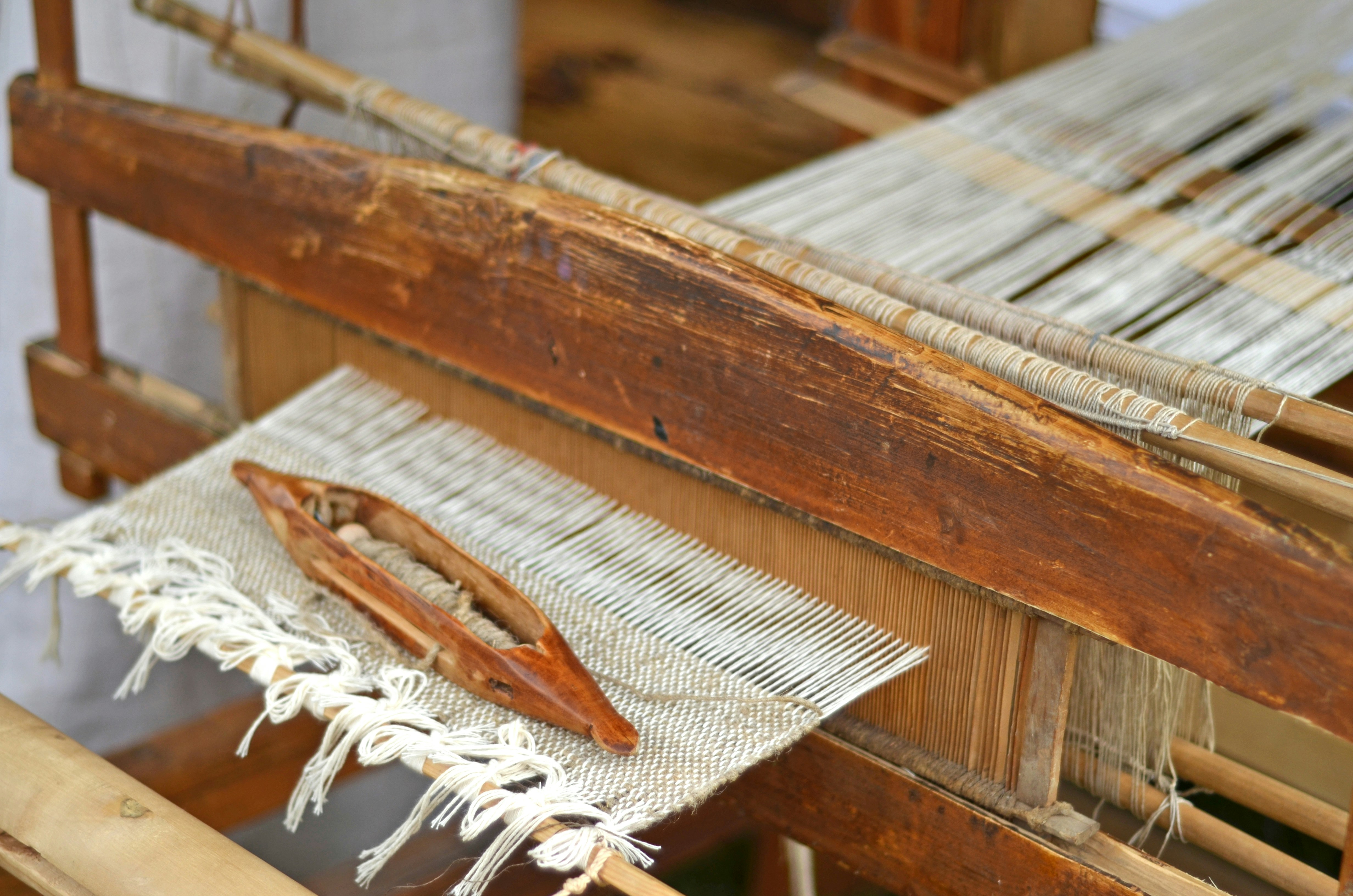 A state-of-the-art weaving loom in operation at the National Fabrico factory.