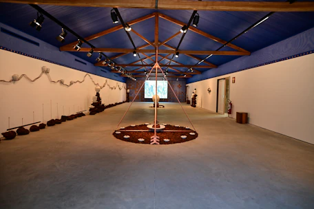 A calm therapy room with soft blue and beige tones, inviting comfort and trust.