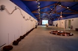 Wide shot of the Metaphysics exhibition space with abstract installations.