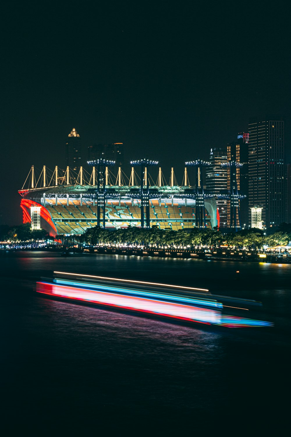 a long exposure photo of a city at night