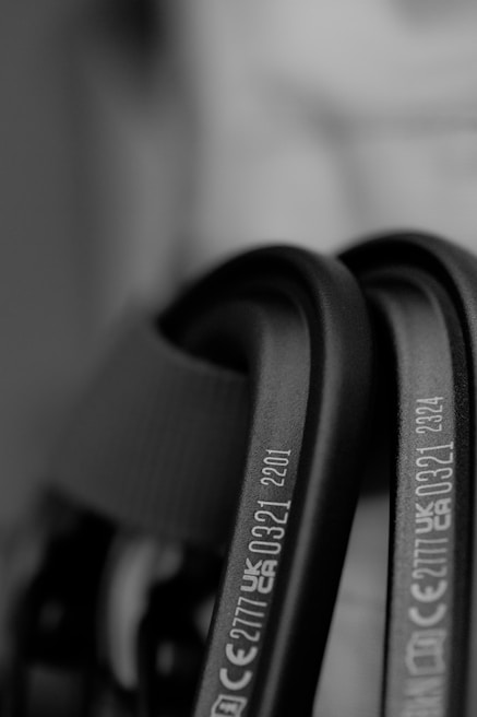 Close-up of products labeled with German and French compliance certifications.