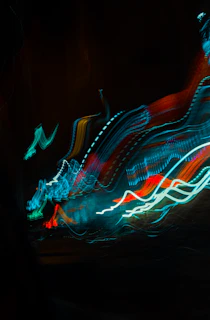 A swirling vortex of neon colors blending into surreal dreamscapes with pixelated retro shapes.