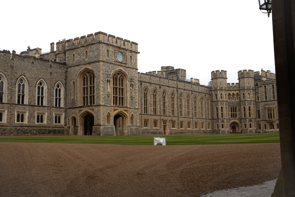 a large building with a clock on the front of it