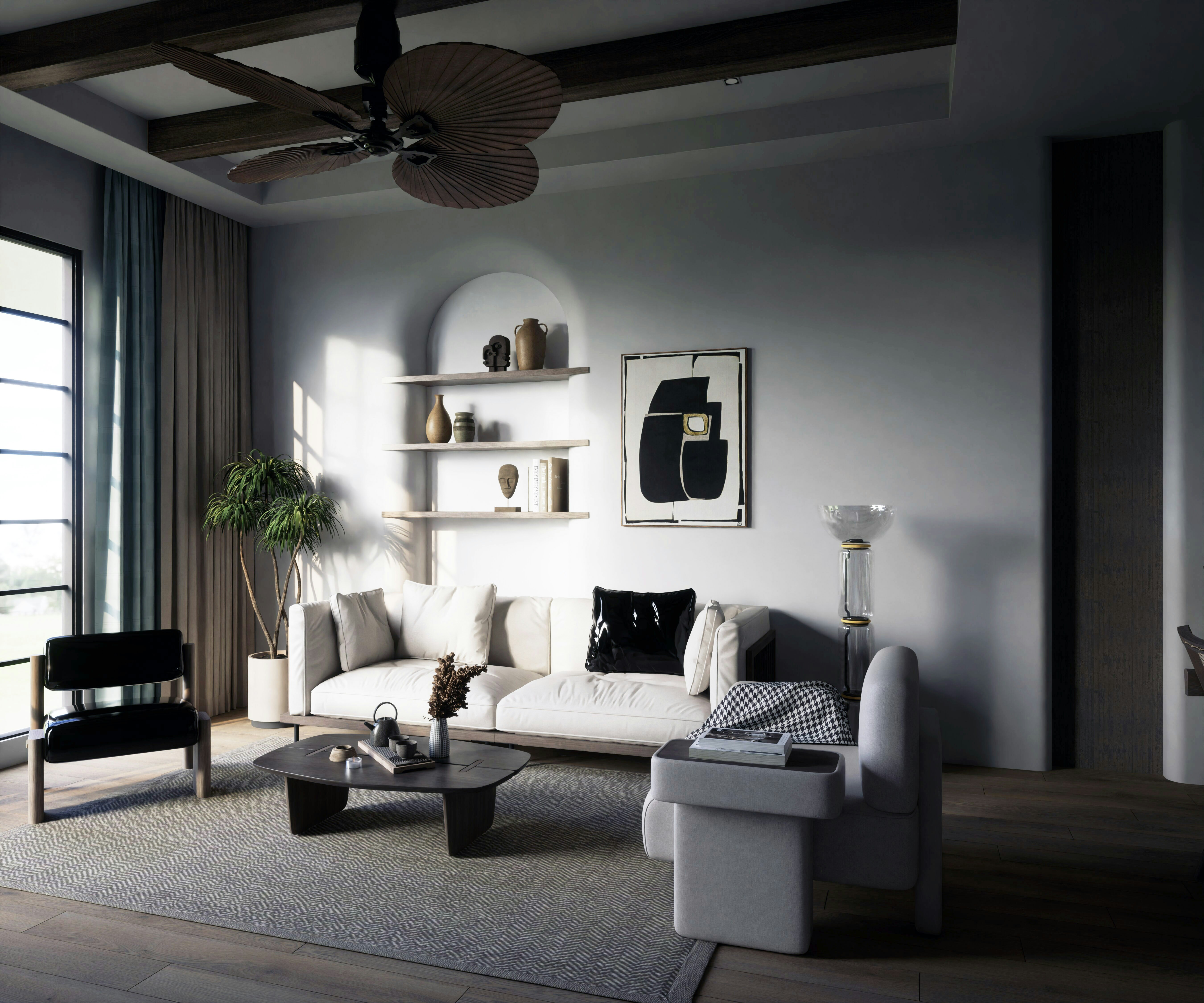 Illustration of a cozy, clean home environment with good air quality