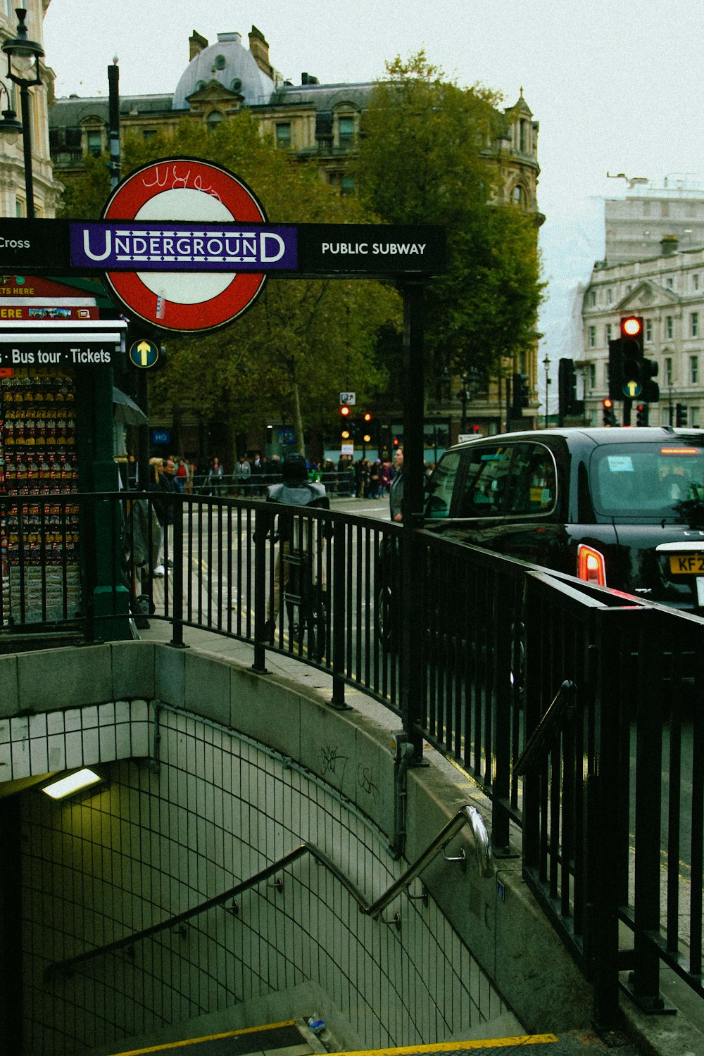 a city street with a sign that says underground