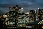 Elegant city skyline at dusk, symbolizing global corporate strategy.