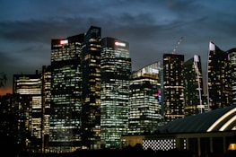 Elegant city skyline at dusk, symbolizing global corporate strategy.