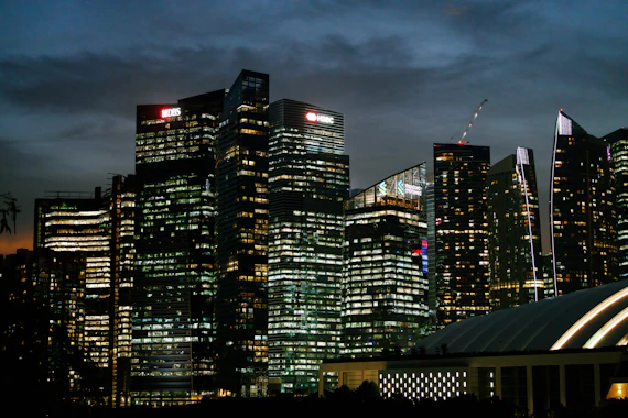 A sleek cityscape at dusk symbolizing forward-thinking business strategy and growth.