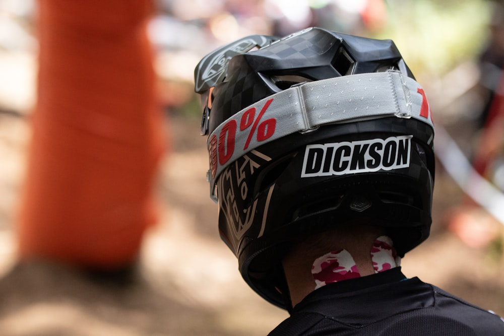 a close up of a person wearing a helmet