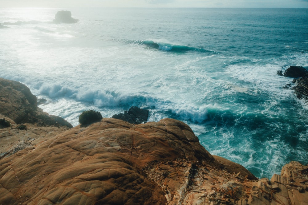 a view of the ocean from a cliff