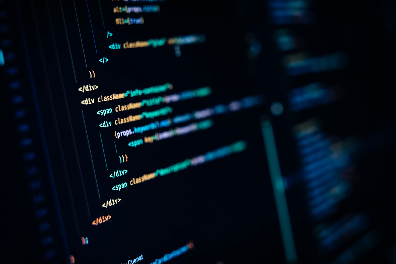A close-up of a computer screen with many lines of code