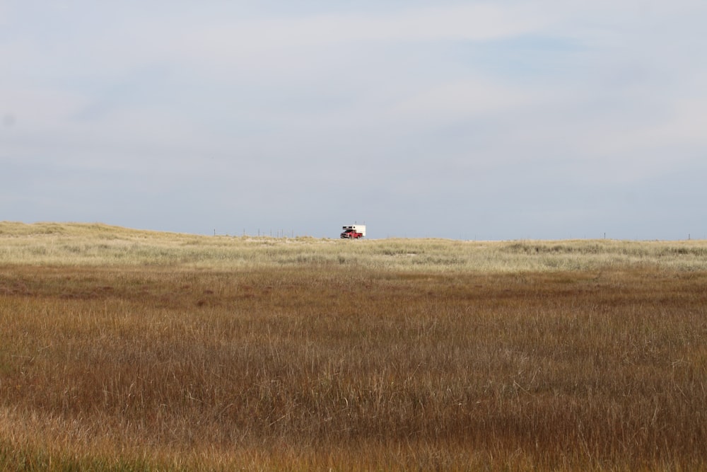 Ein Traktor auf einem Feld mit einem Himmelshintergrund