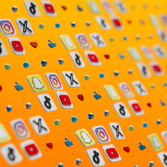 a close up of a number of stickers on a yellow background