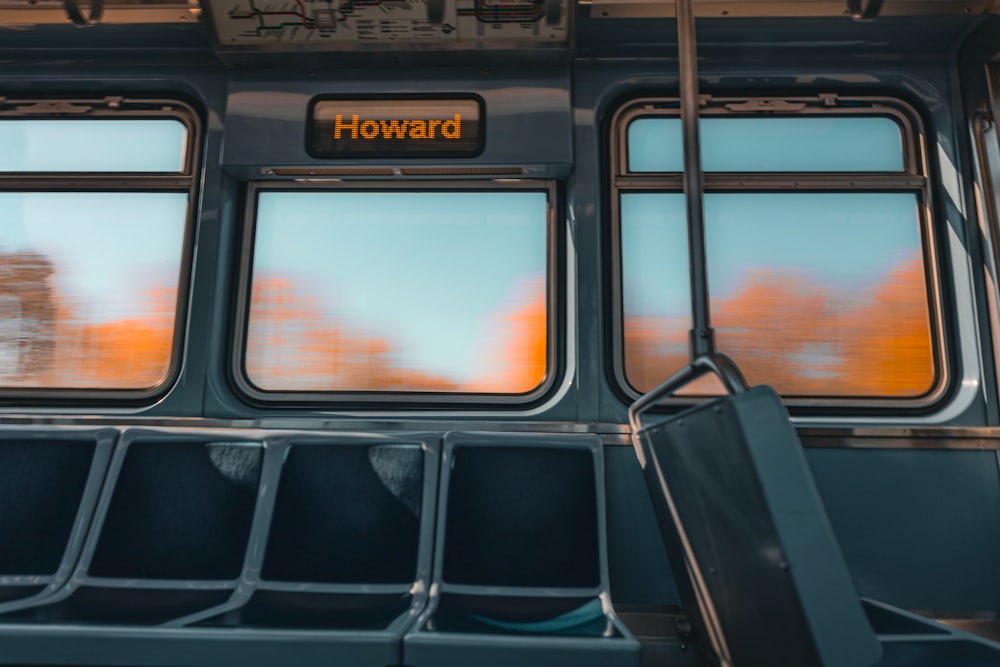 a close up of the windows of a bus