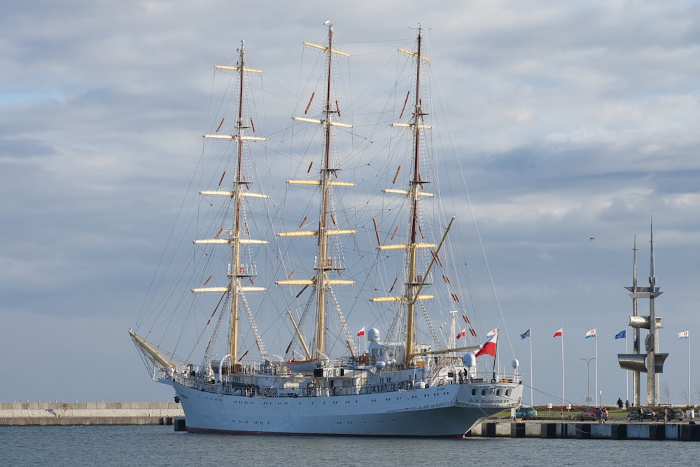 a large white boat in a body of water