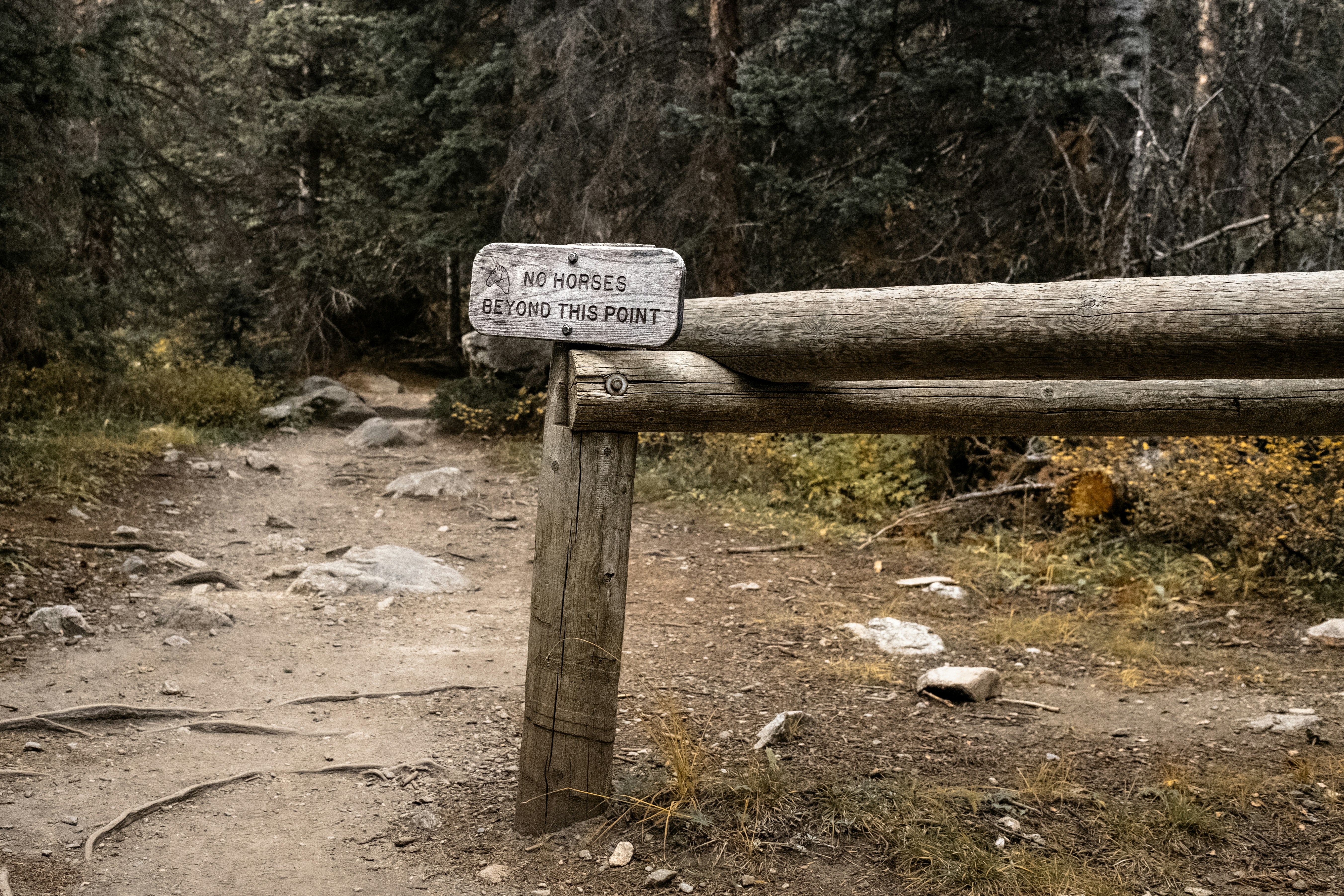 a sign that is on a wooden post