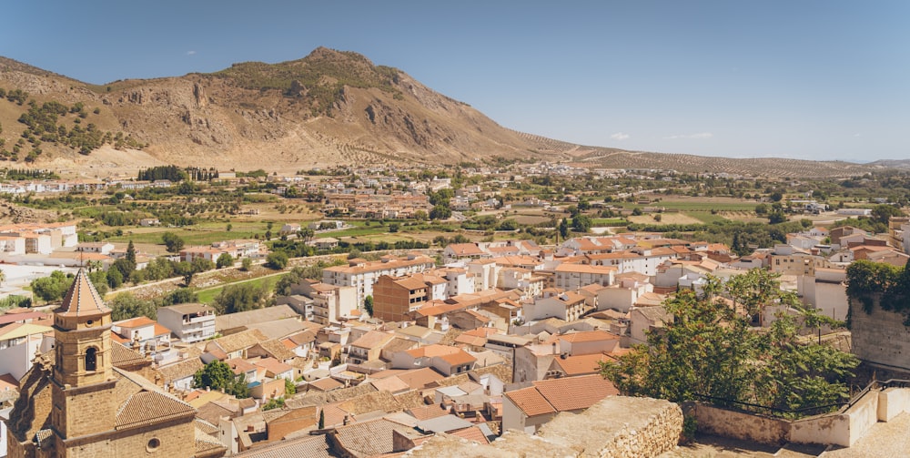 a view of a small village in the mountains