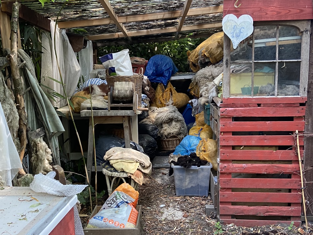Cluttered shed and backyard items to be removed