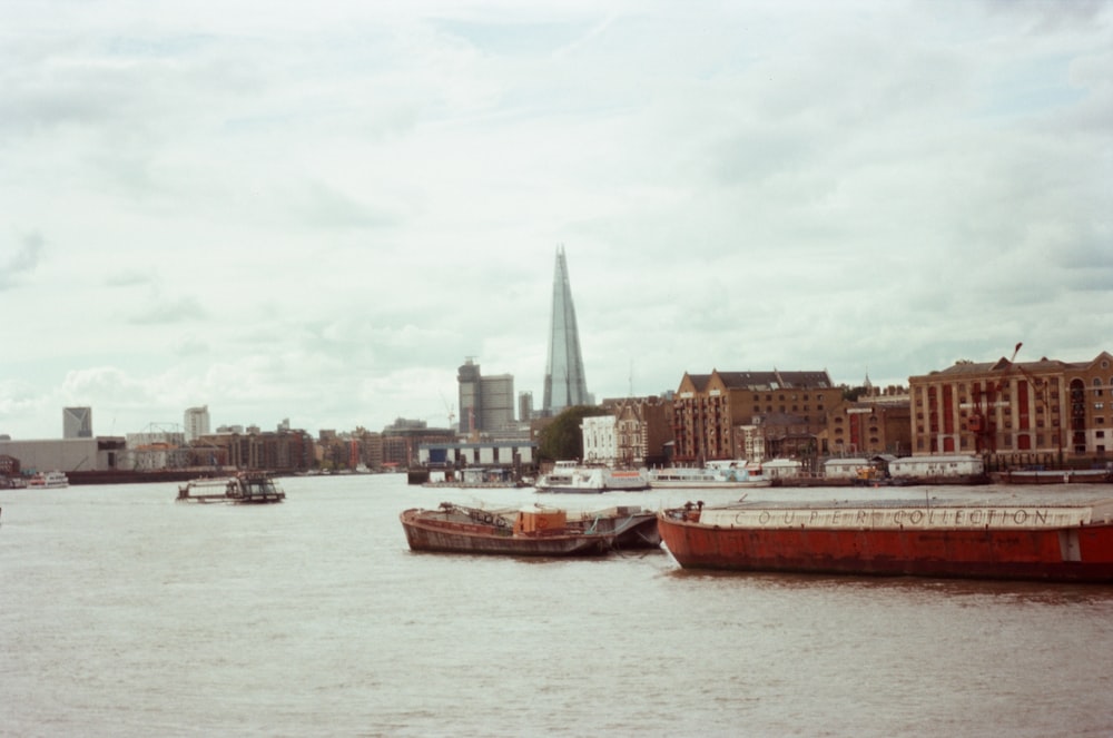 a body of water with boats floating on it