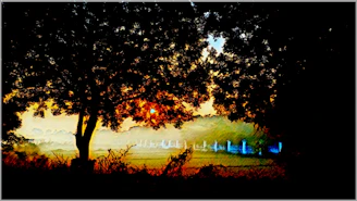 A serene natural landscape with subtle energy lines glowing softly around ancient trees.