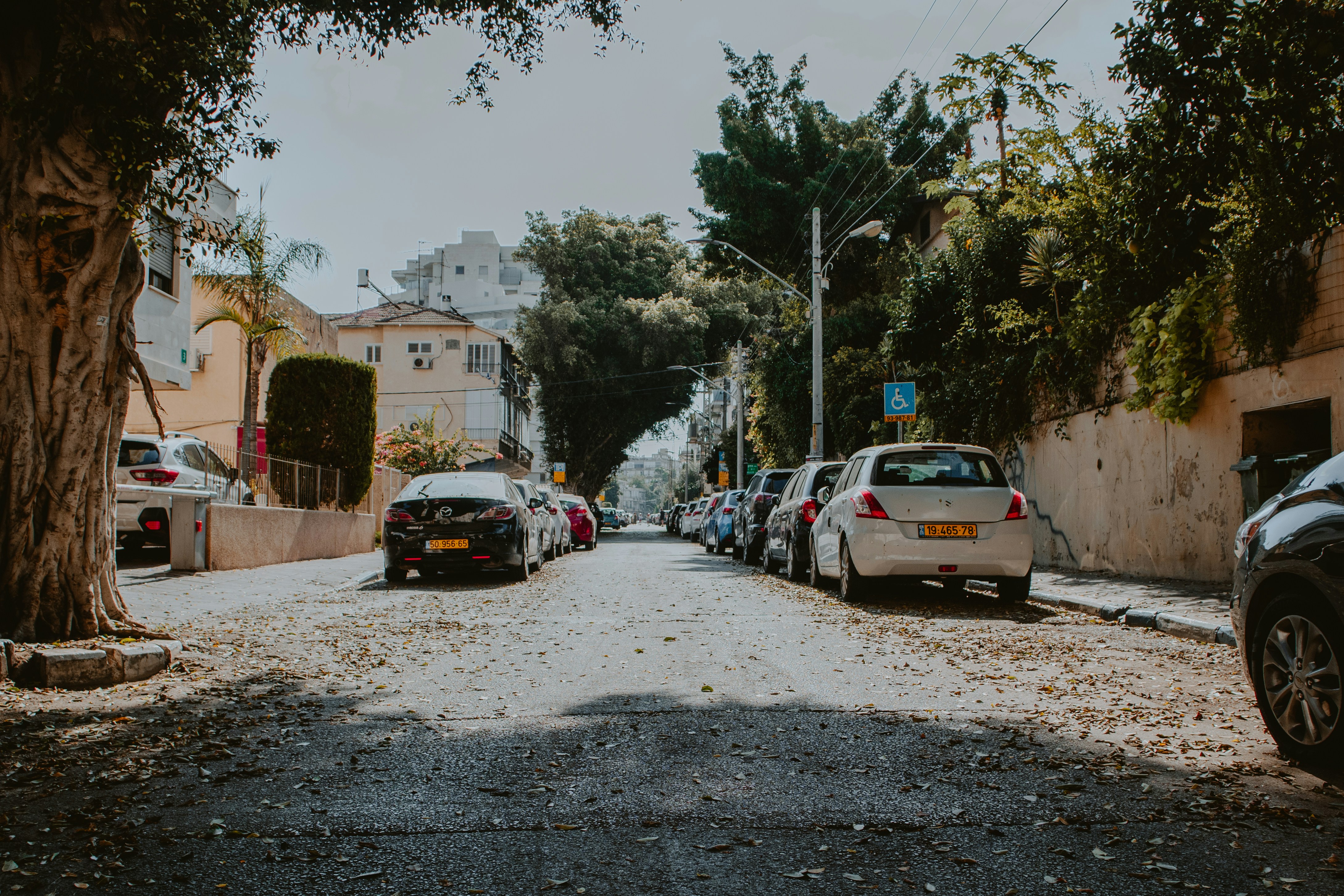 a street with cars parked on both sides of it