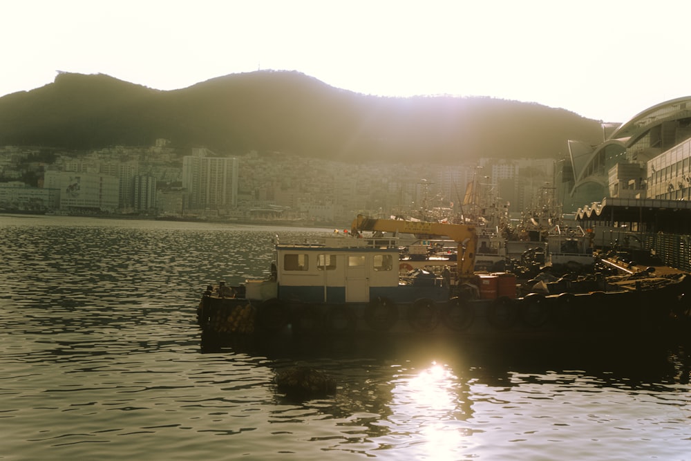 a large boat floating on top of a body of water