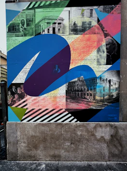 A vibrant collage showing traditional Indonesian cultural symbols intertwined with digital media icons.