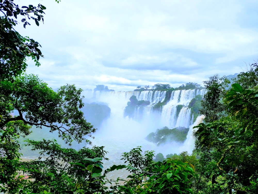 a view of a waterfall from a distance