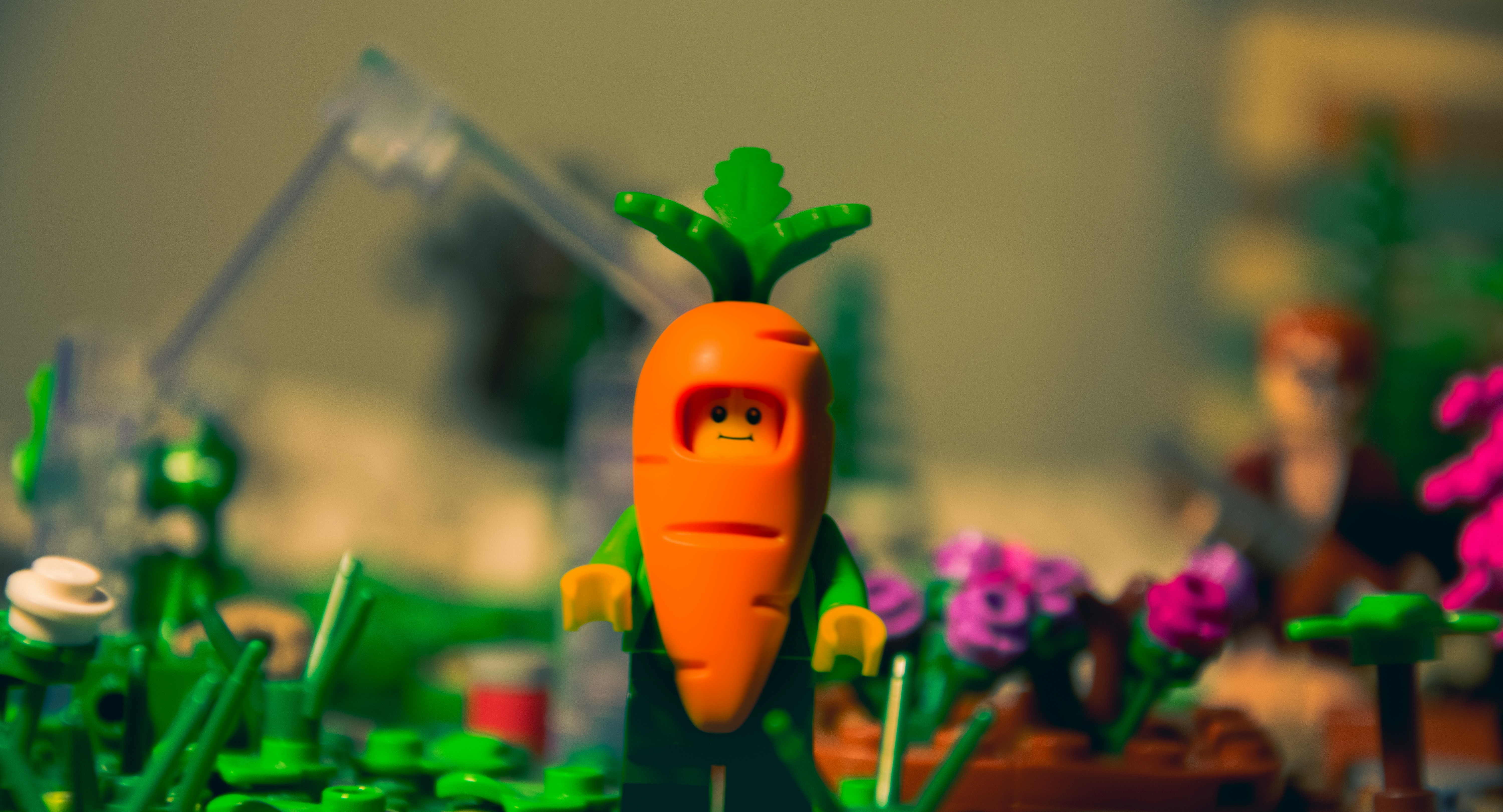 a toy carrot with a face made out of it