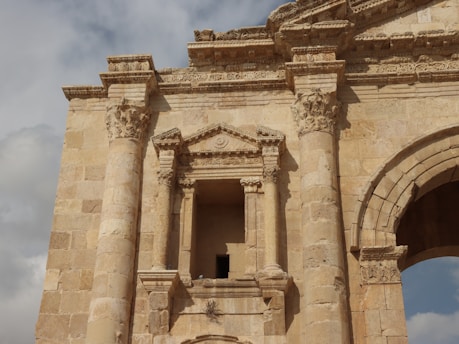 An ancient stone structure with intricate carvings.