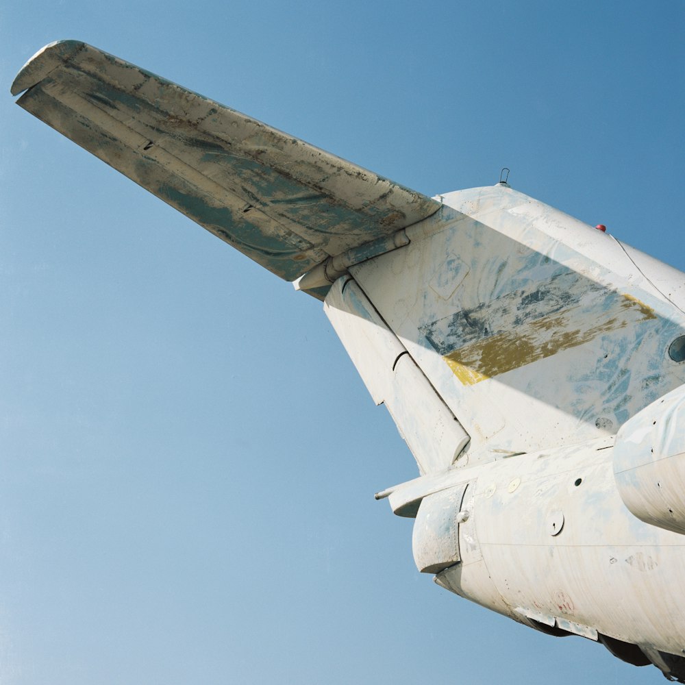 a close up of the wing of a plane