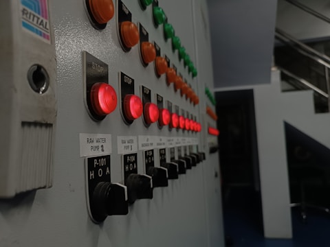 Modern fire pump control panel with digital displays and safety certifications.