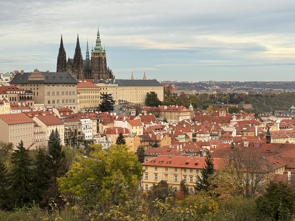 a view of a city from a hill