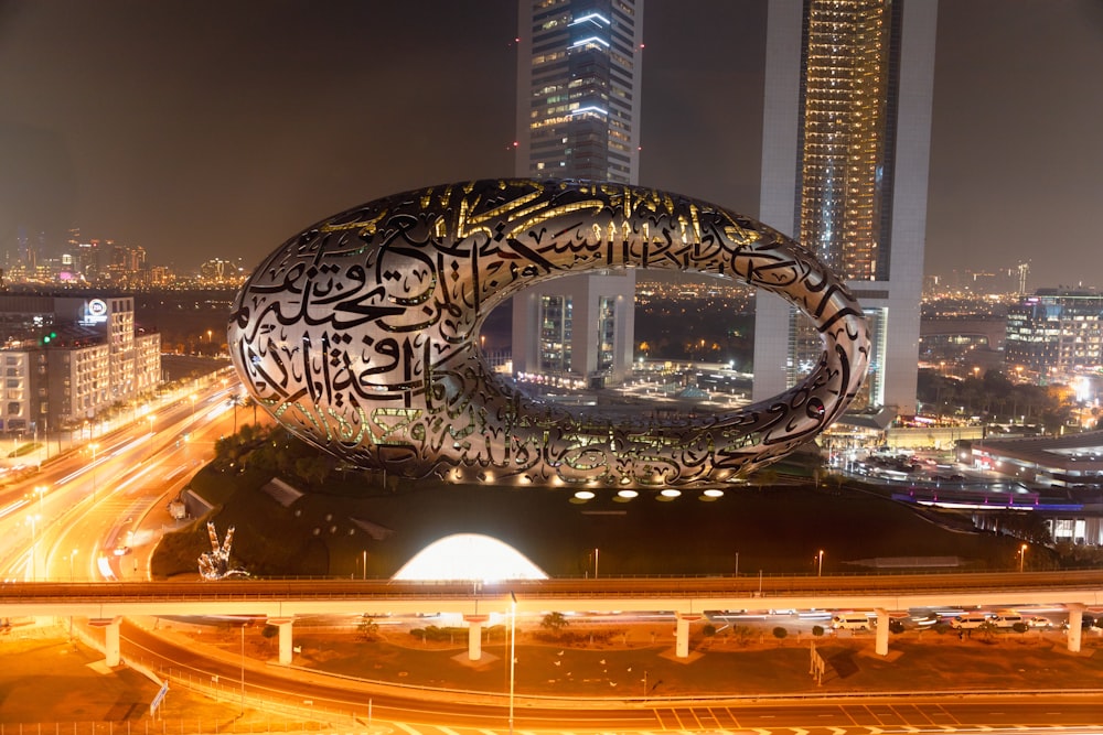 a view of a city at night from a high point of view