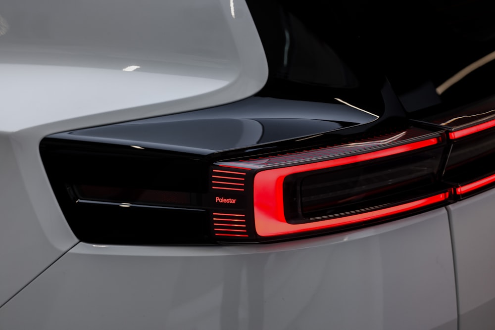 a close up of the tail lights of a car