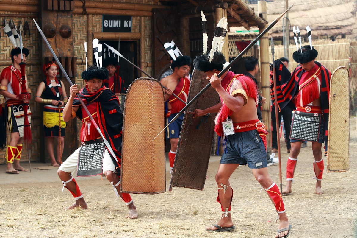 Hornbill Festival dancers in traditional Naga attire